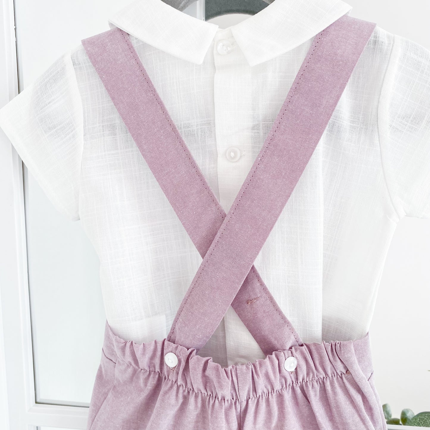 Anxo mauve brace shorts and shirt set