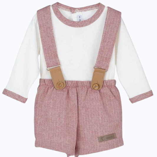 Harvey red and white long sleeve top and short set