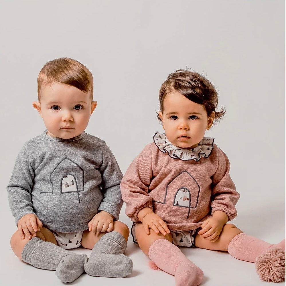 Marley grey knitted top and printed jam pants