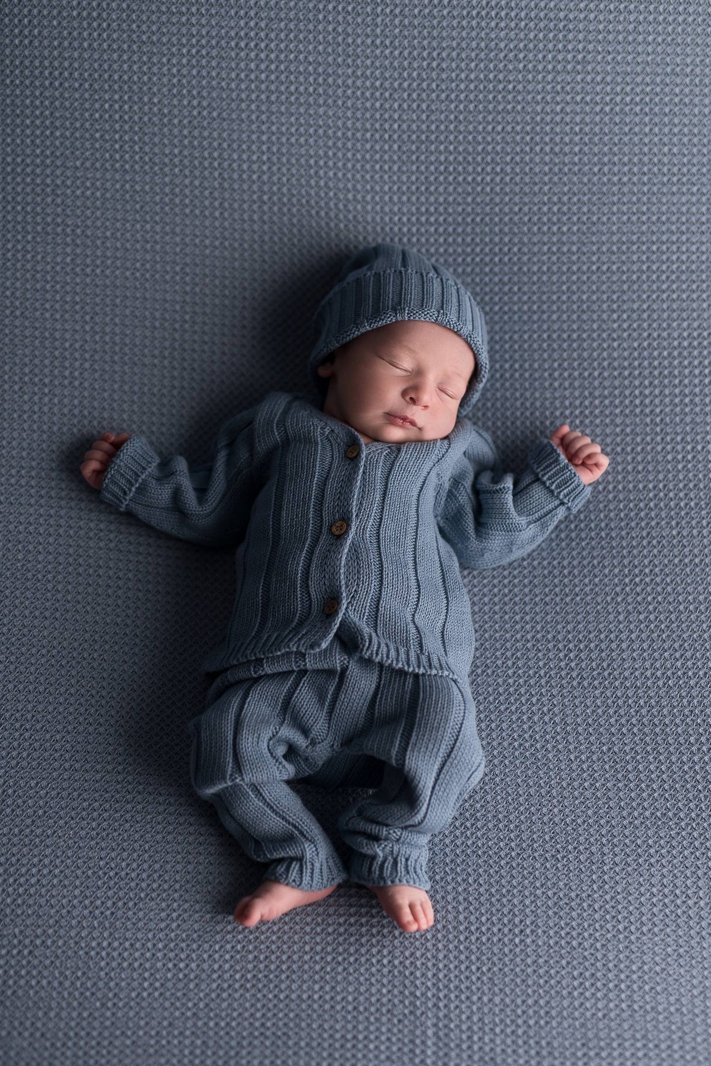 Denim blue knitted hat