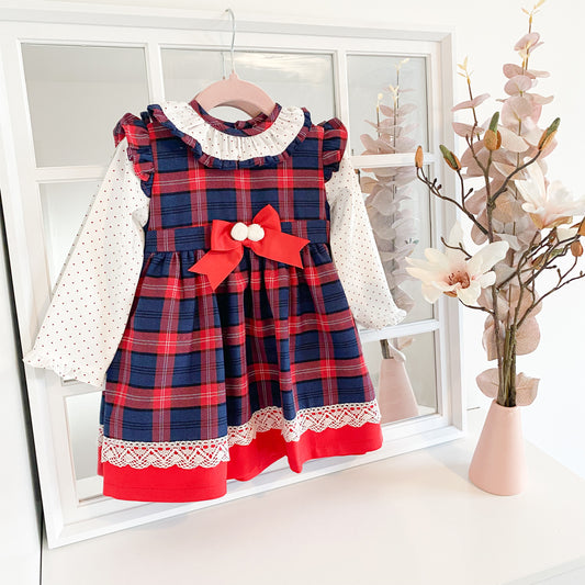 Jasmine red and navy tartan dress