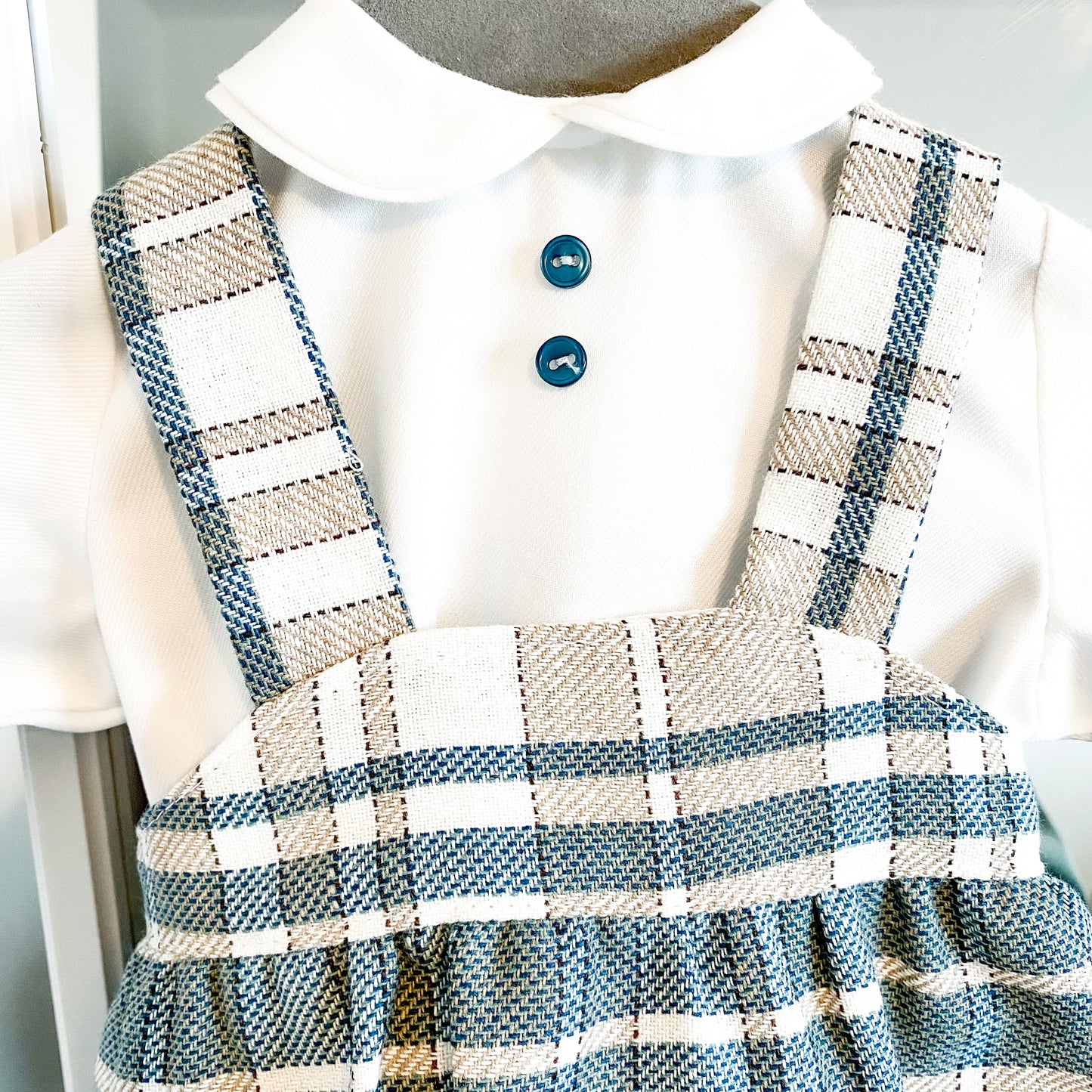 Lucas green tartan romper and shirt