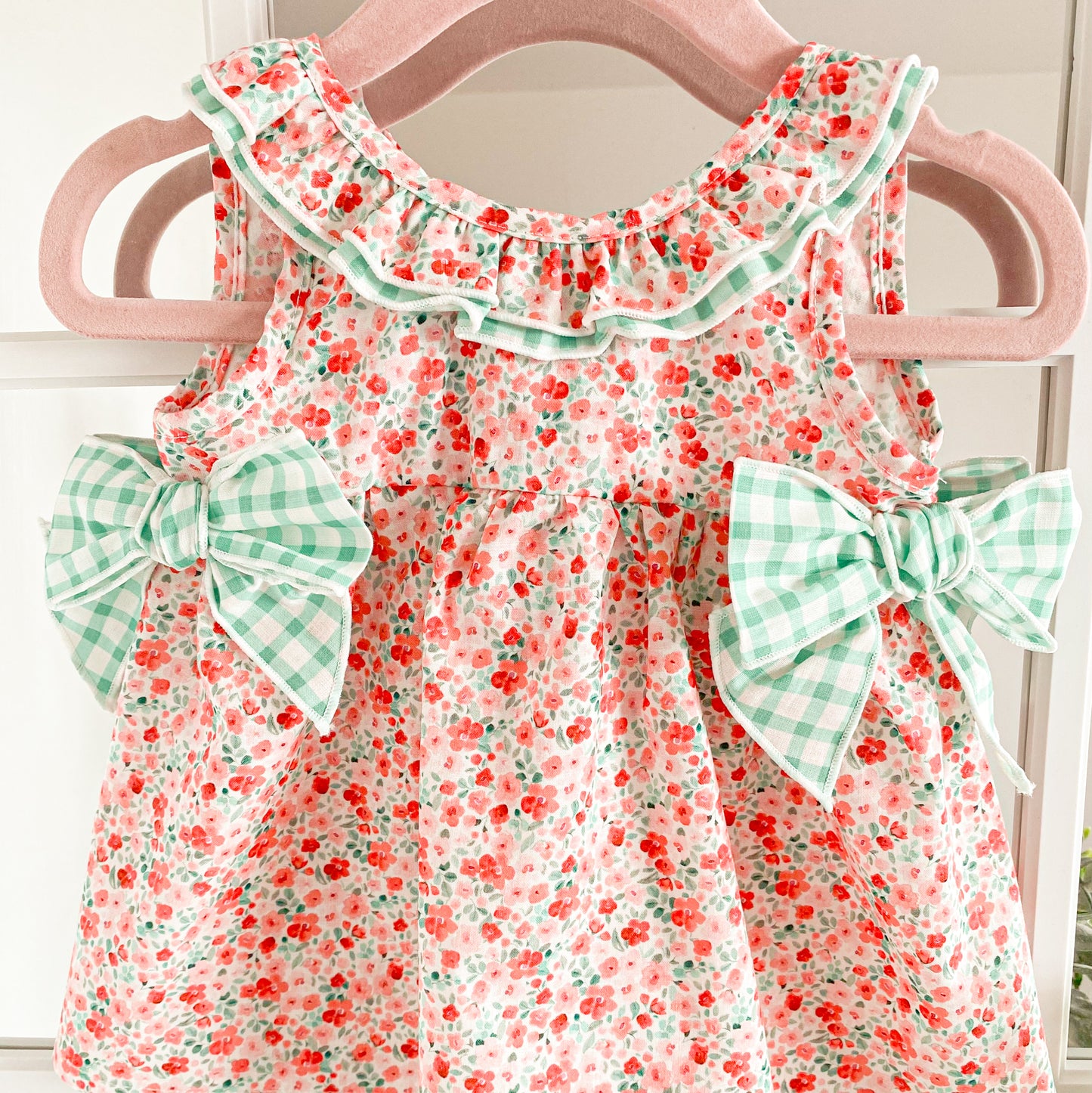 Luzia red floral dress with bows