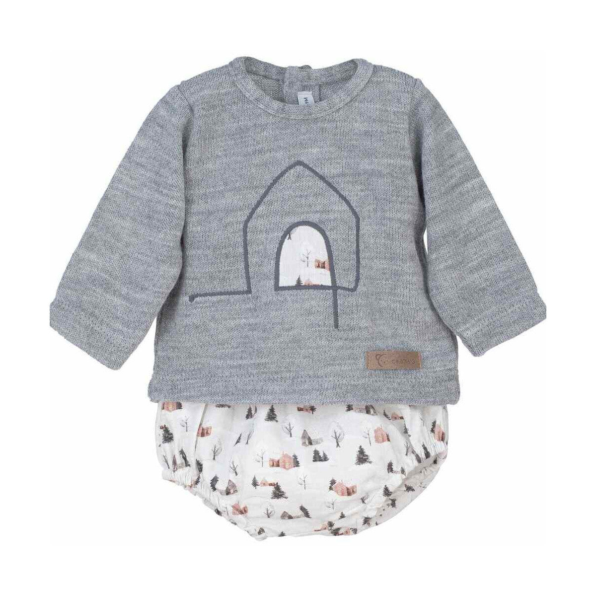 Marley grey knitted top and printed jam pants