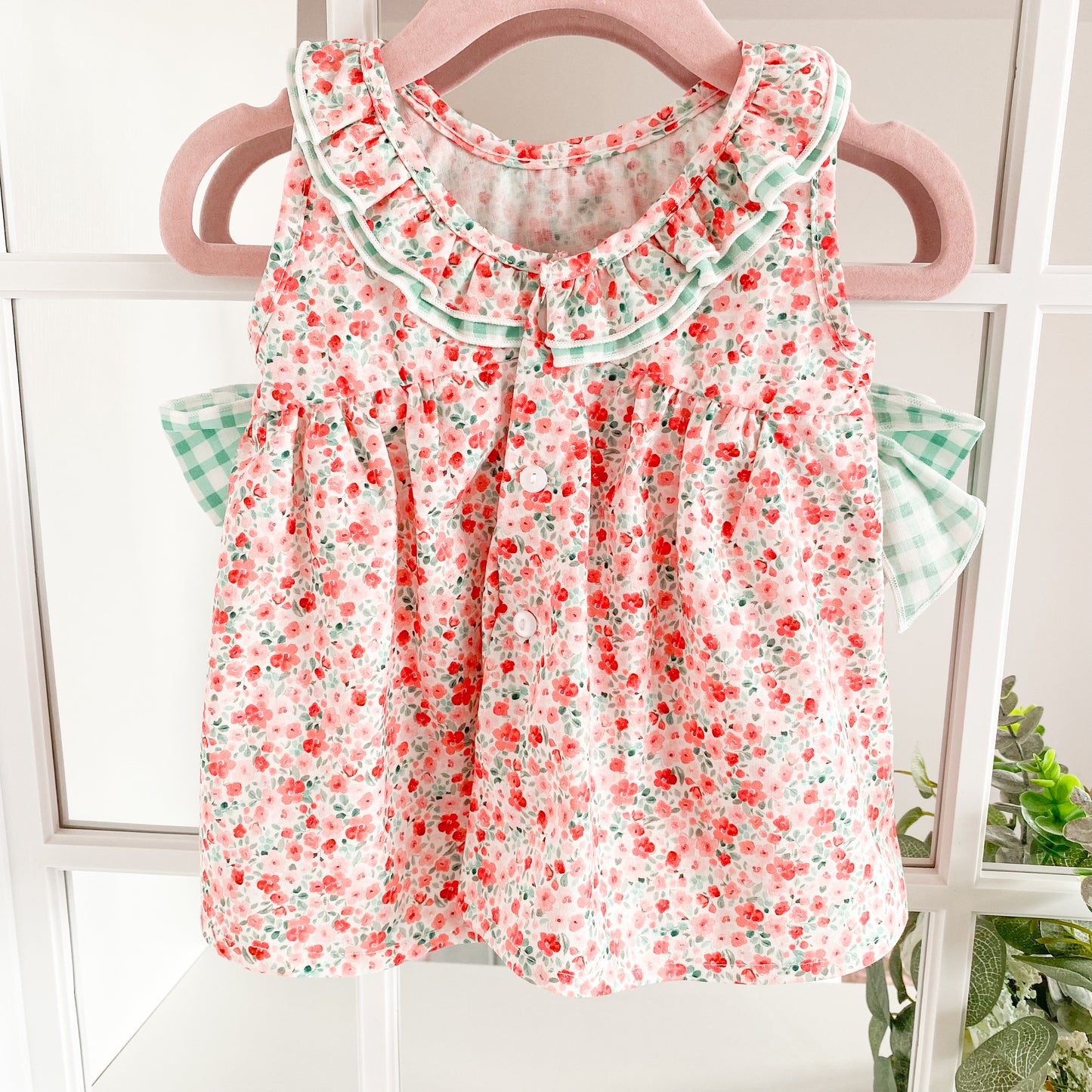 Luzia red floral dress with bows