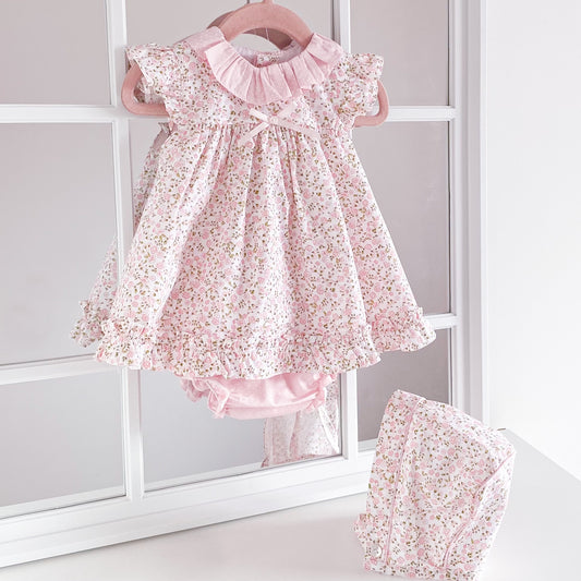 Eliza baby pink ditsy print dress set