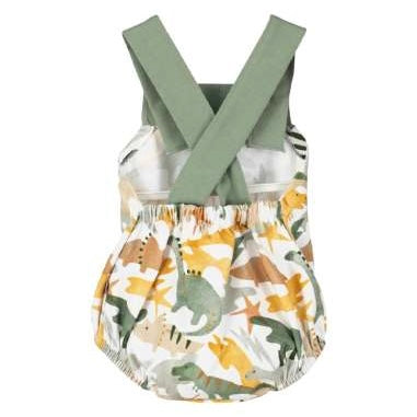 Luciano green dinosaur print romper