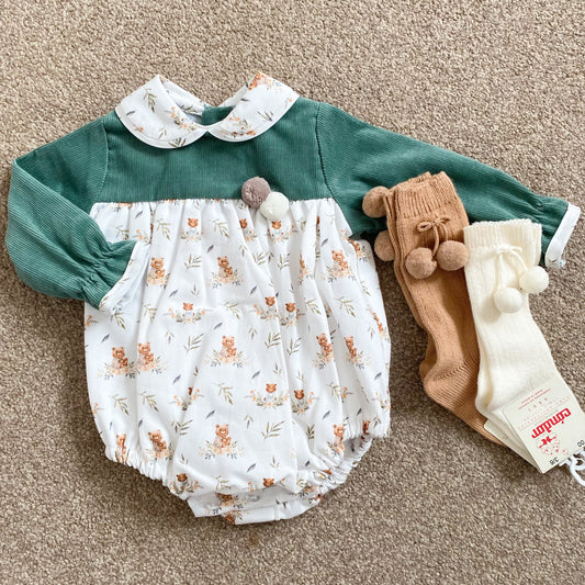 Franco green patterned romper