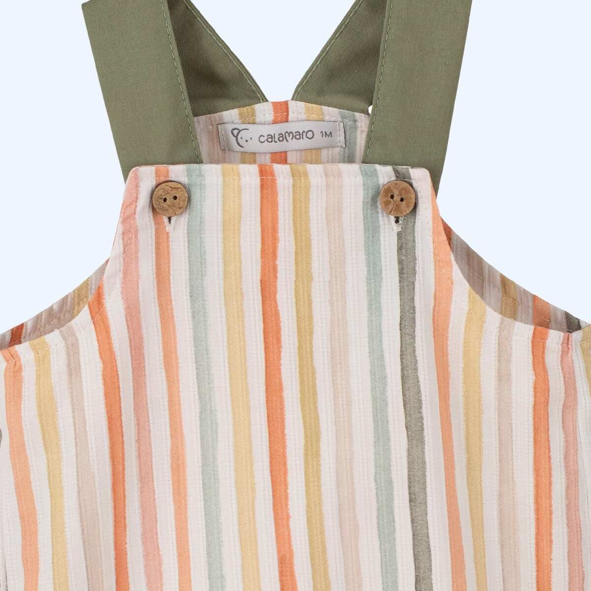 Agosto orange striped dungarees