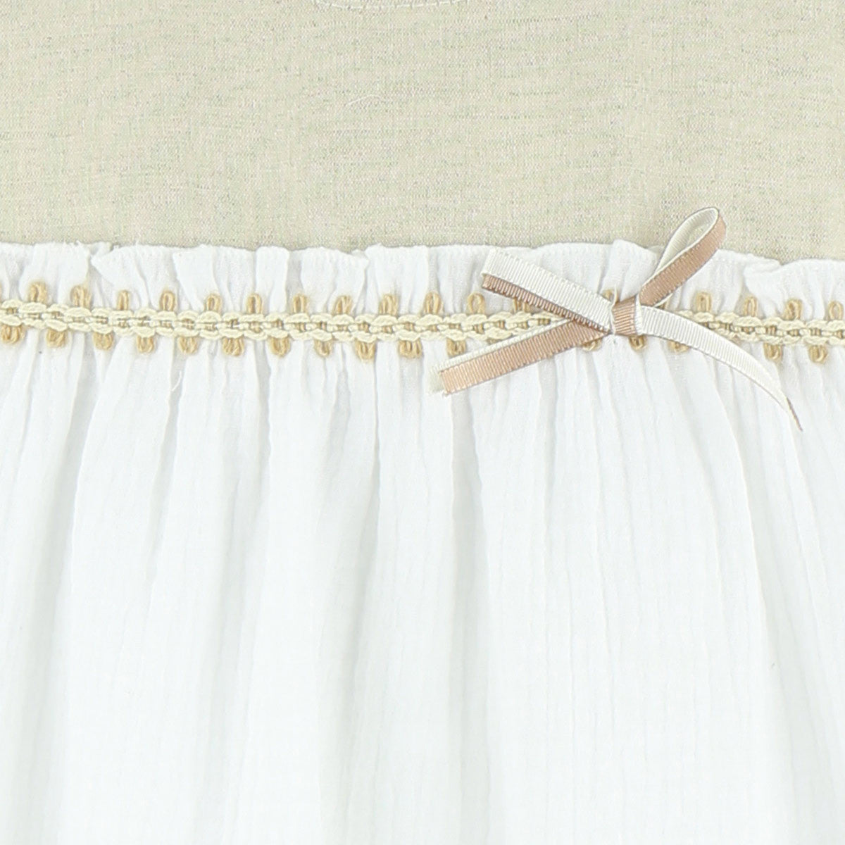 Bella beige and white linen dress