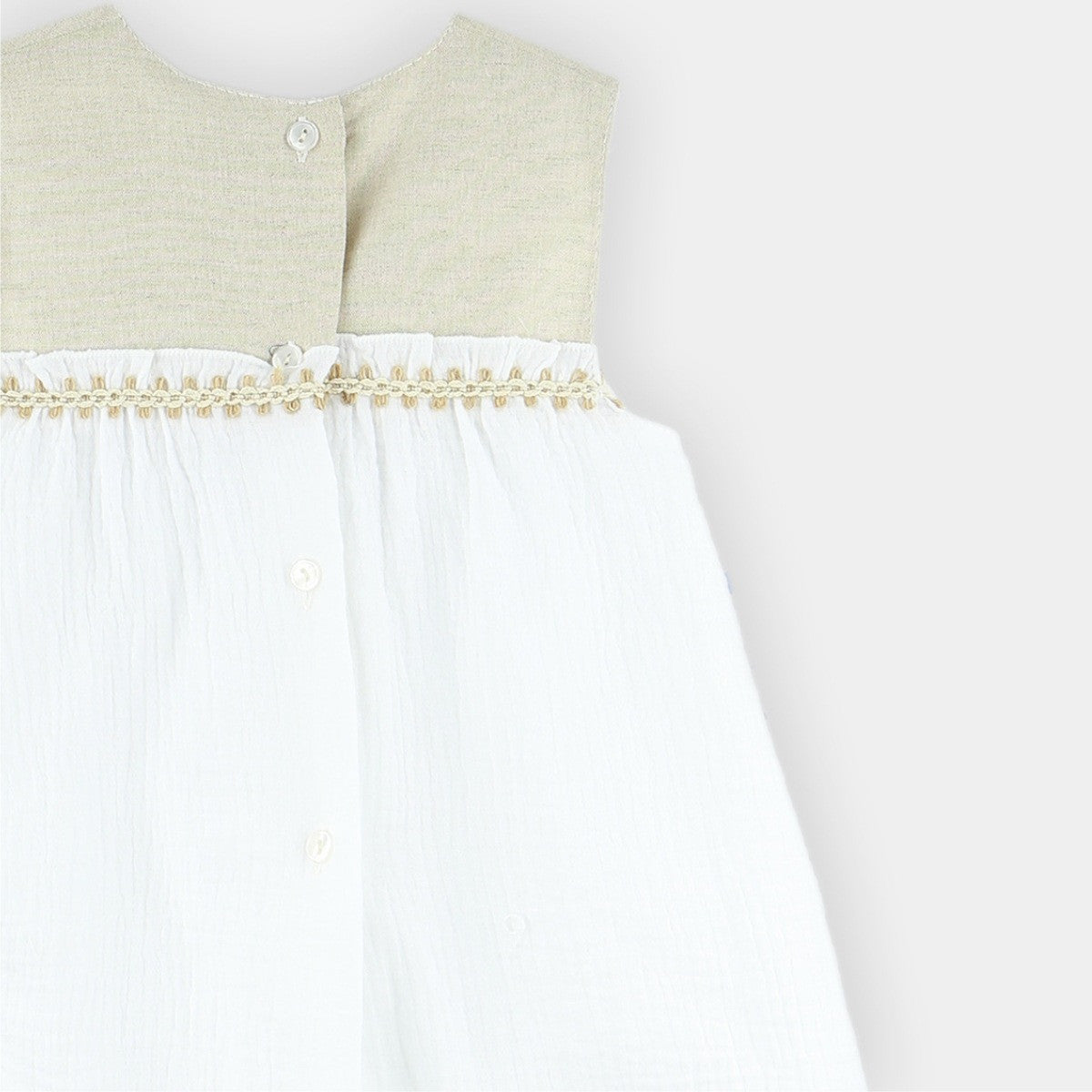 Bella beige and white linen dress