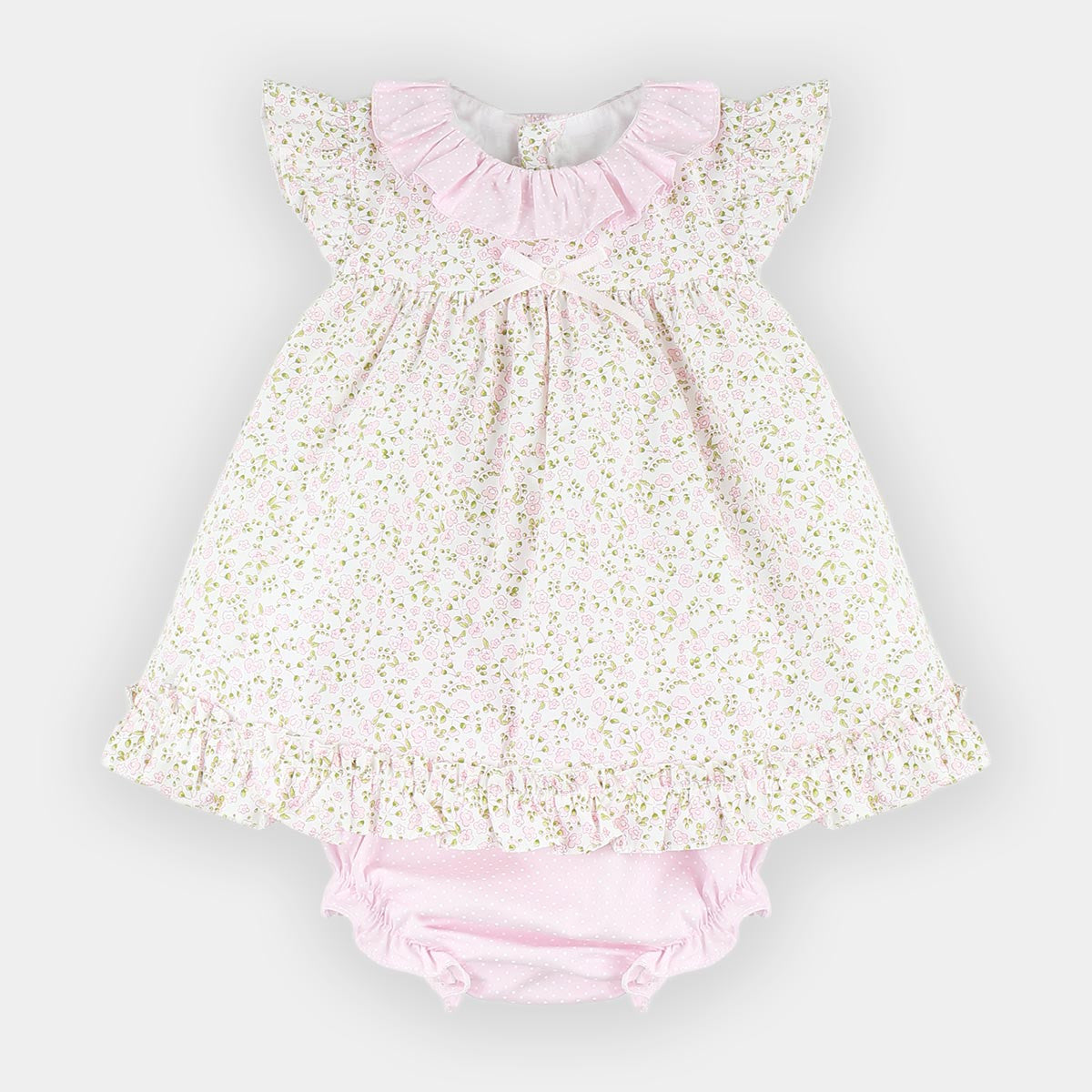 Eliza baby pink ditsy print dress set