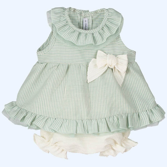 Natana mint green striped dress and bloomers