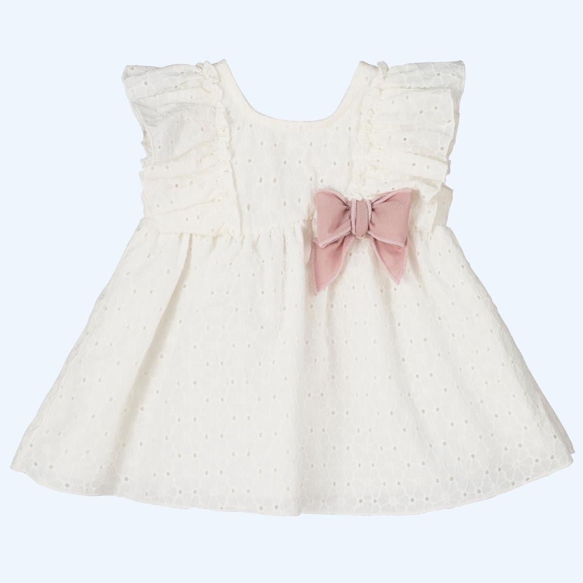 Gylda ivory and dusky pink bow dress