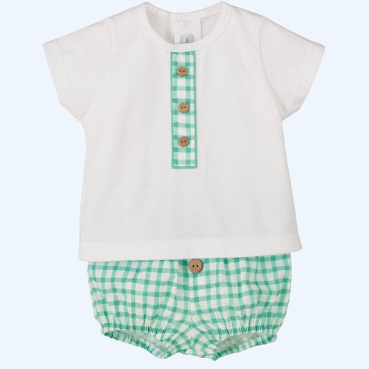 Maureo green gingham top and jam pants set