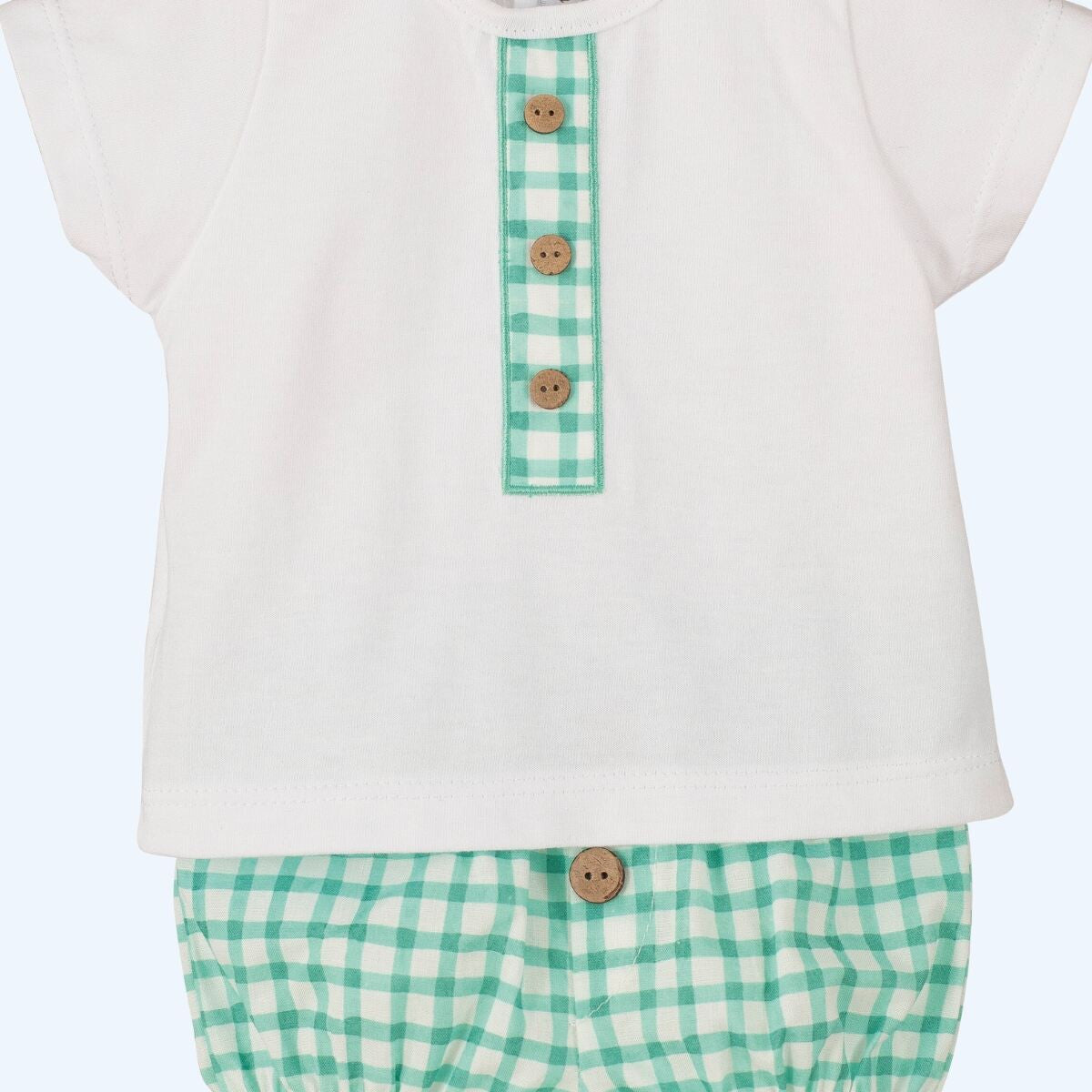 Maureo green gingham top and jam pants set