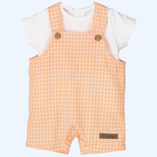 Chico orange gingham dungarees two piece set
