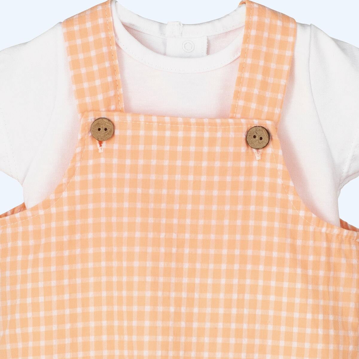 Chico orange gingham dungarees two piece set
