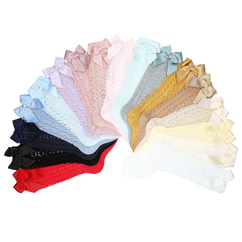 Pelerine knee high bow socks (various colours)