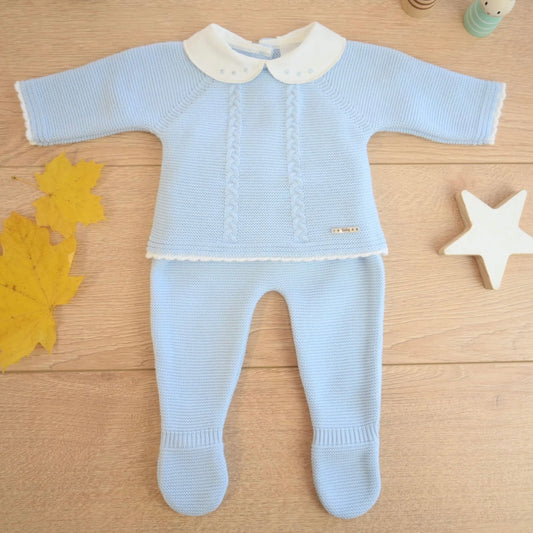 Francesco pastel blue knitted three piece outfit