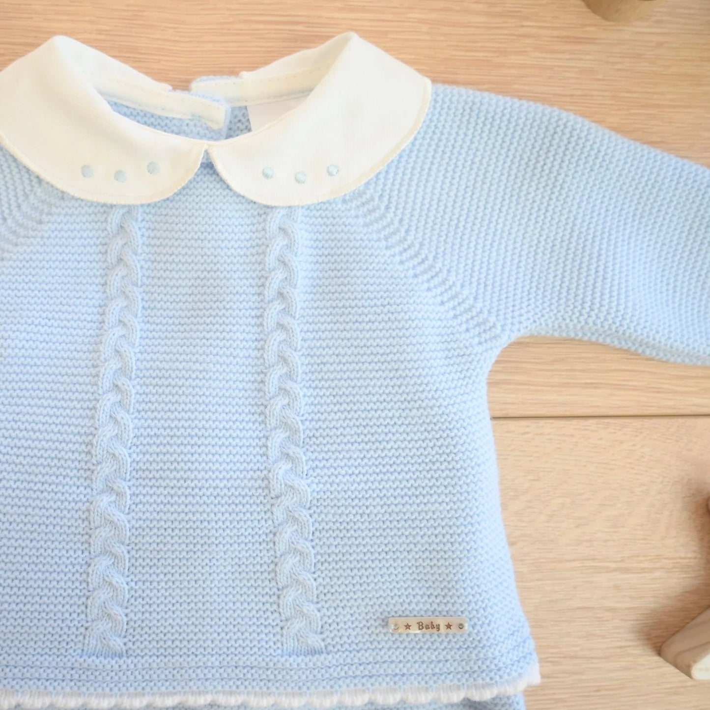 Francesco pastel blue knitted three piece outfit