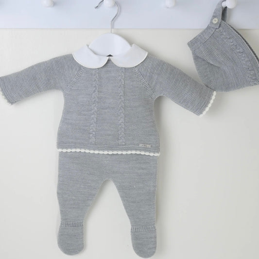 Francesco grey knitted three piece outfit