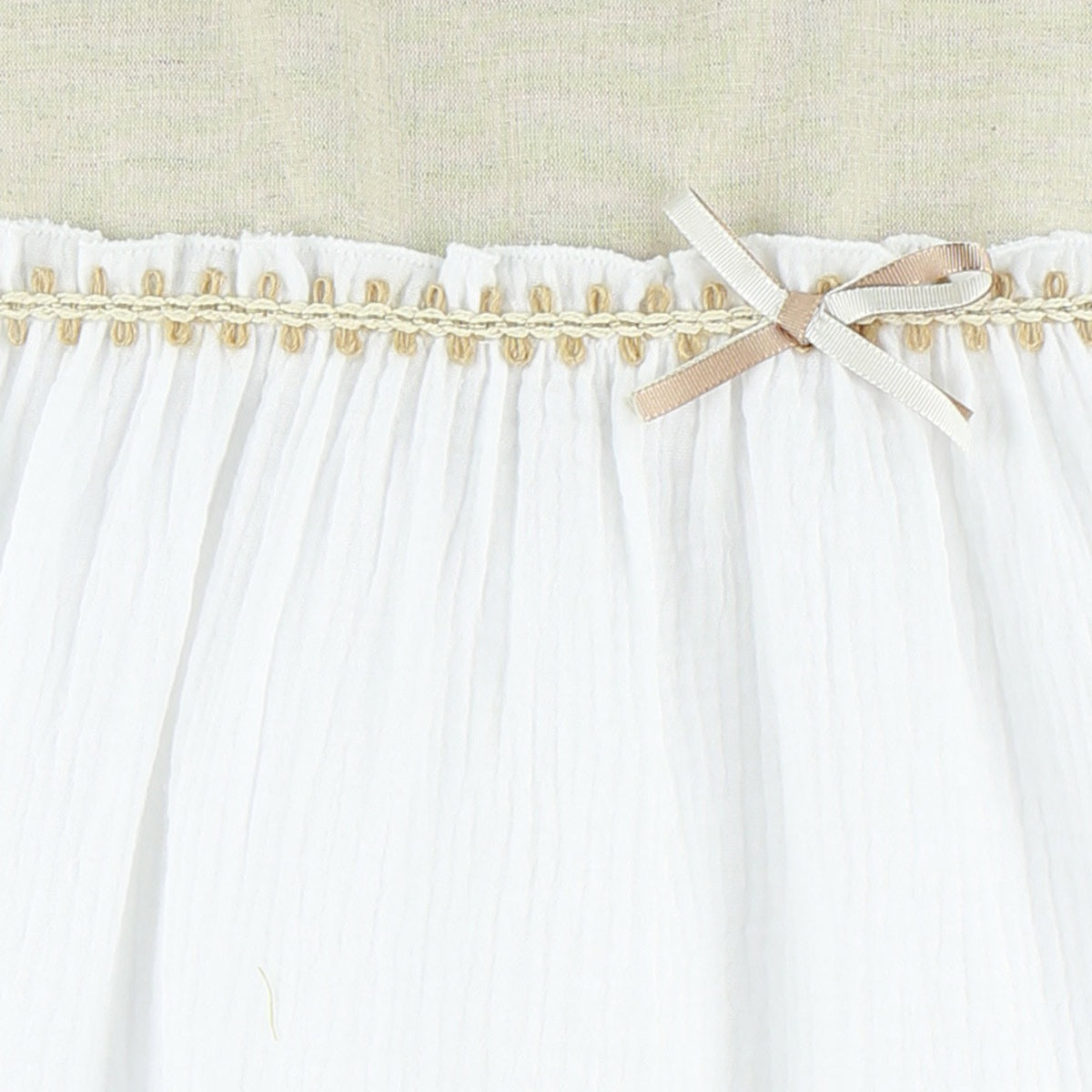 Nelly beige and white linen dress