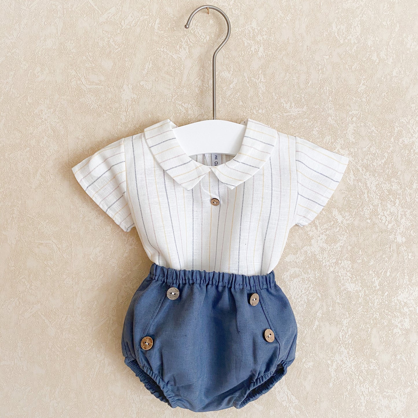 Bobby blue and beige pinstripe set