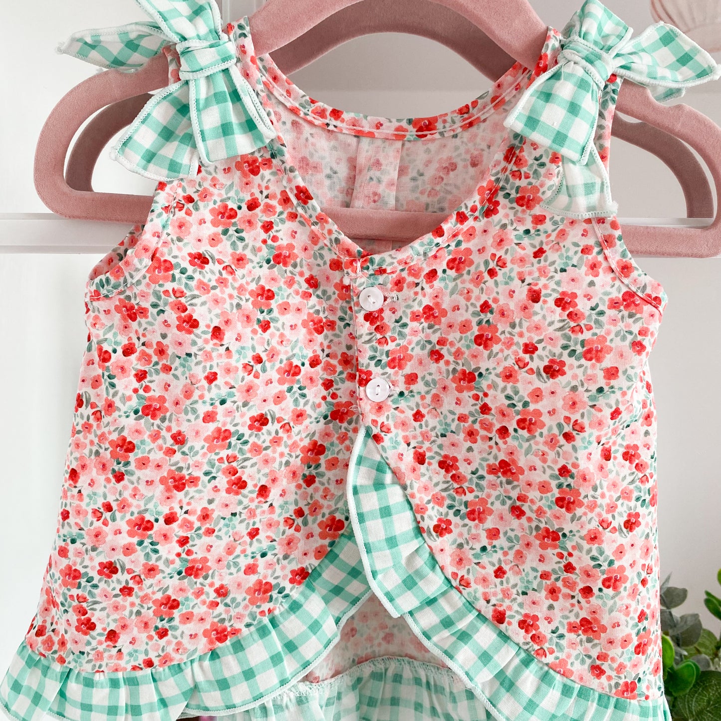 Olivera red floral print blouse and bloomers