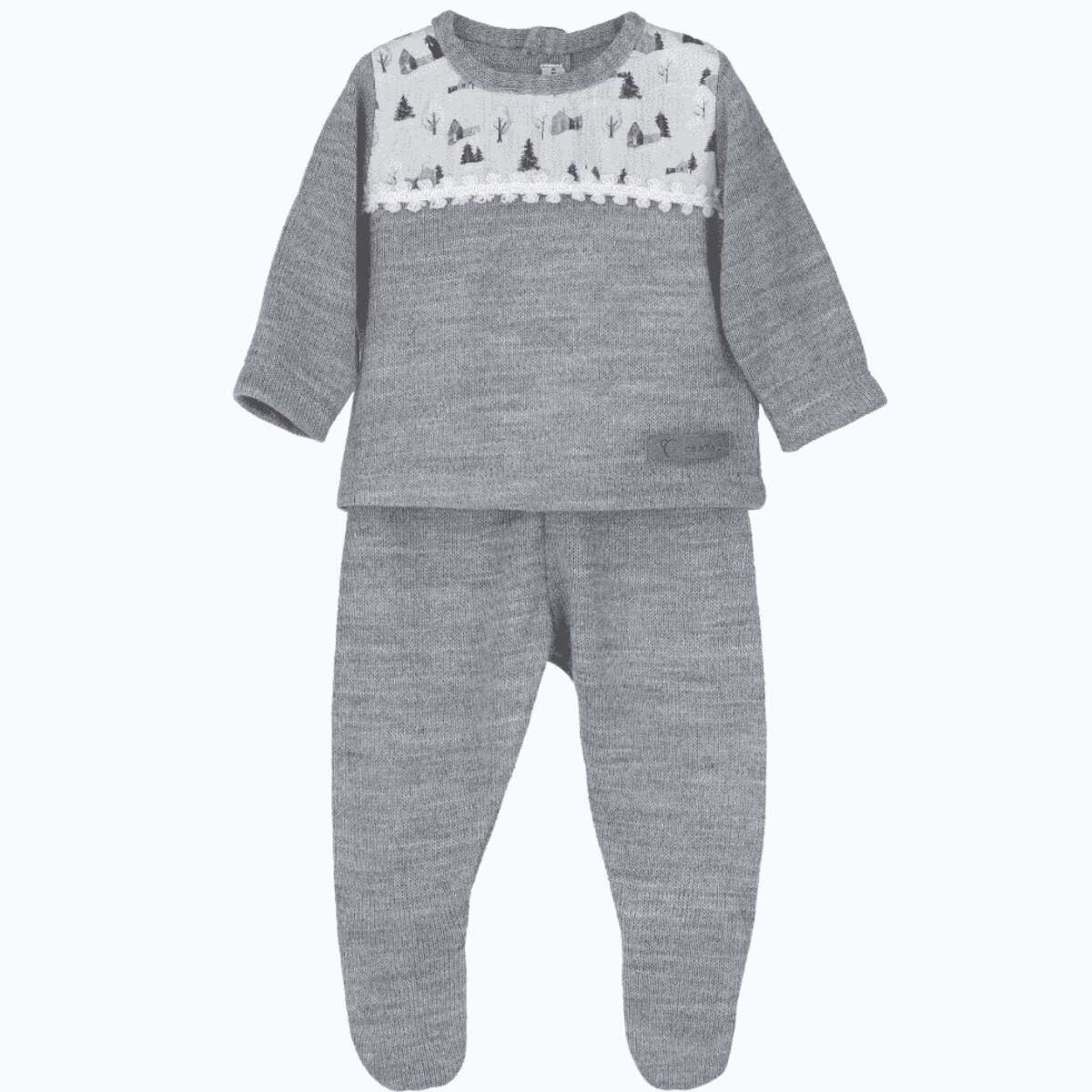 Louie grey printed top and trousers set