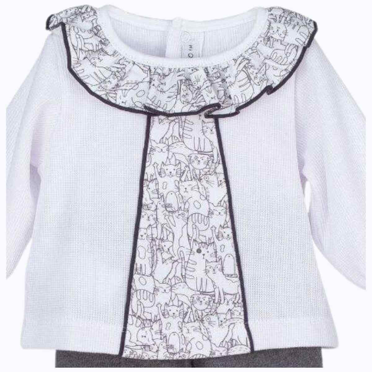 Chloe grey and white ruffle collar baby outfit