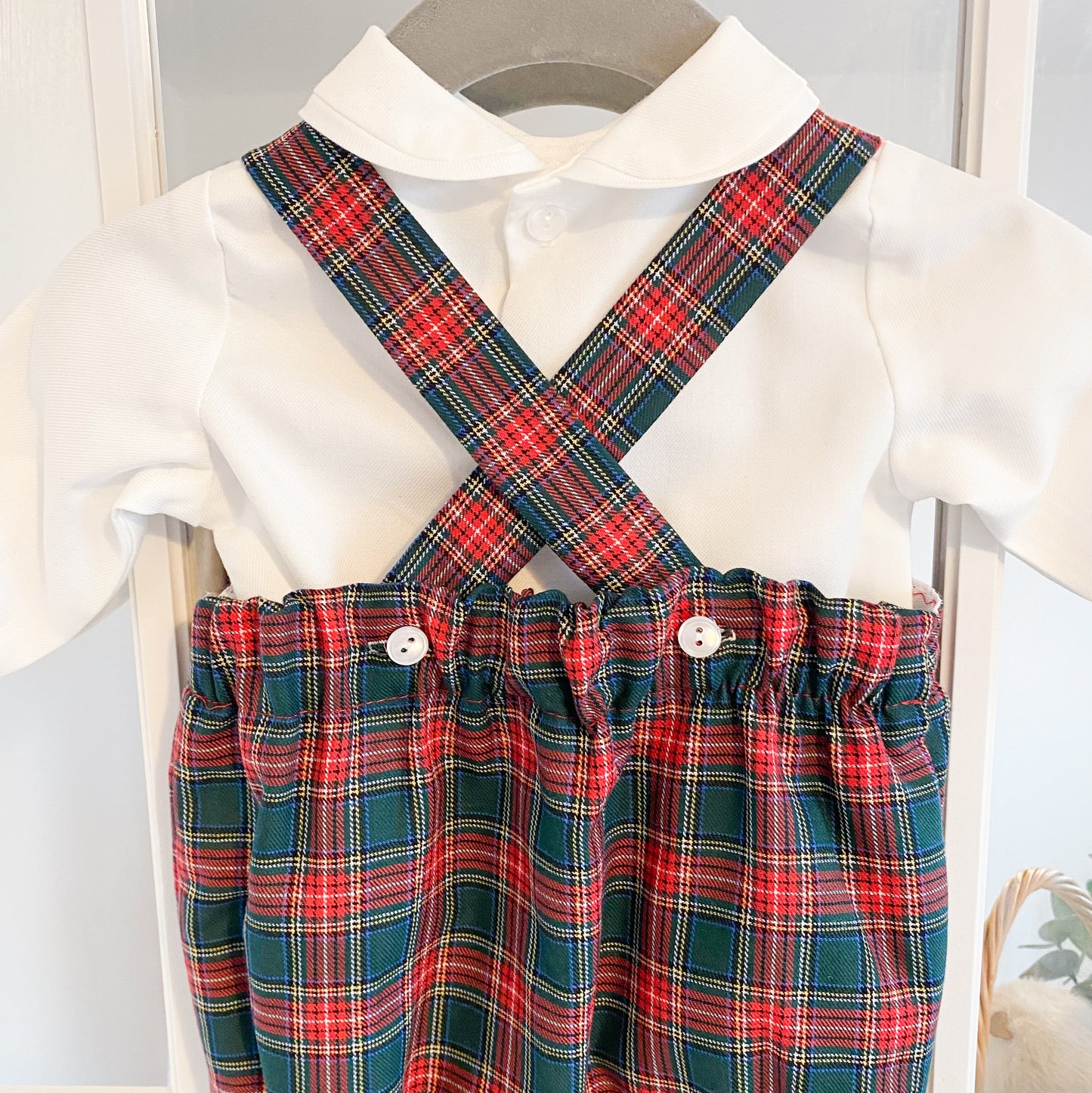 Jamie red tartan romper and shirt