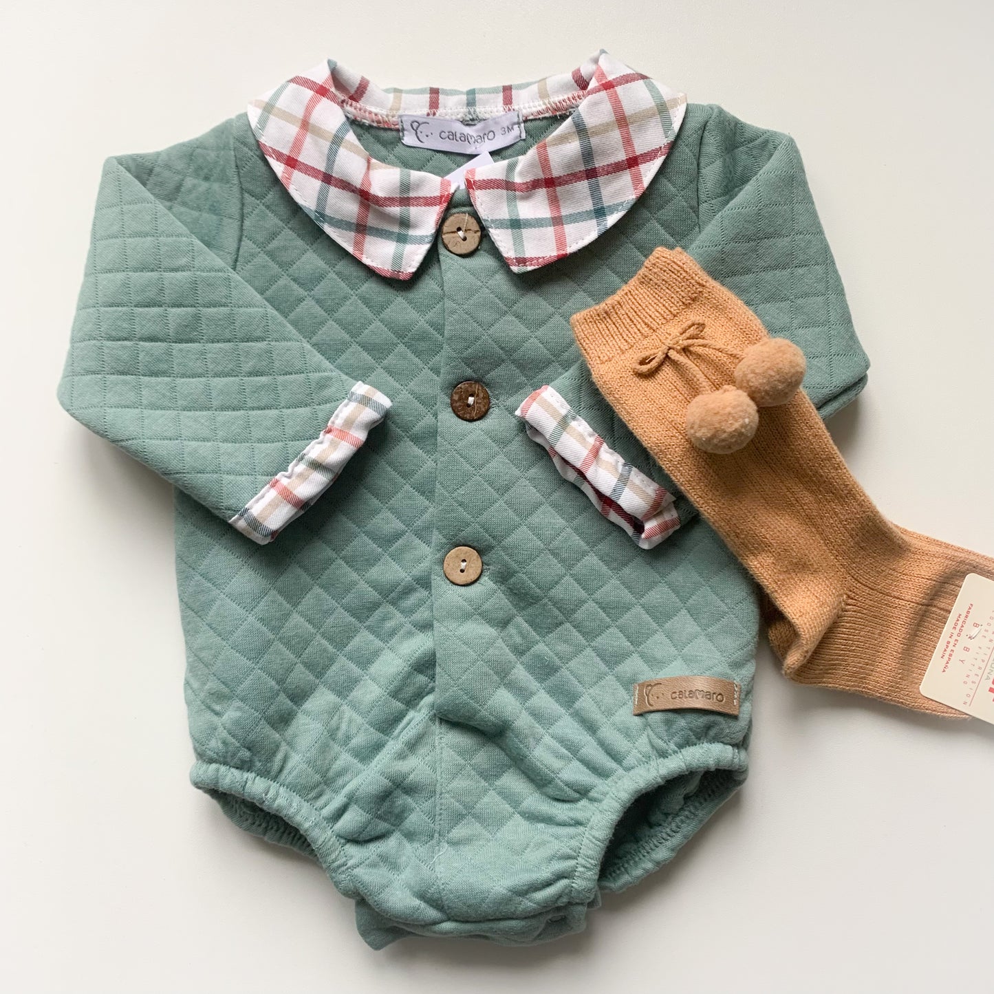 Arlo sage green sleeved romper