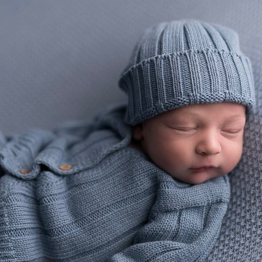 Denim blue knitted hat