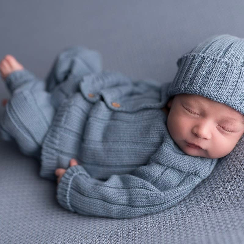 Denim blue knitted hat