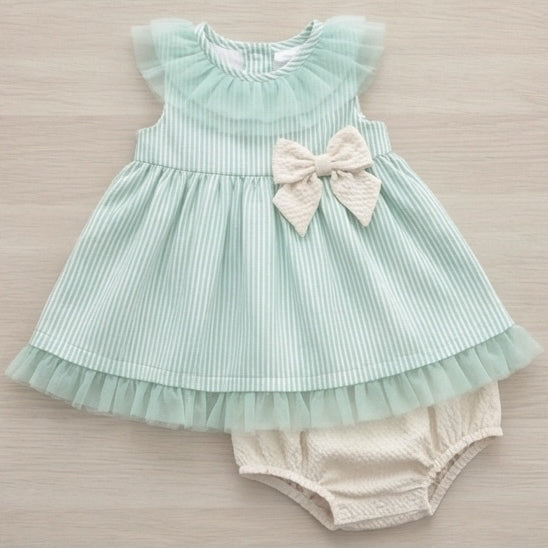 Natana mint green striped dress and bloomers