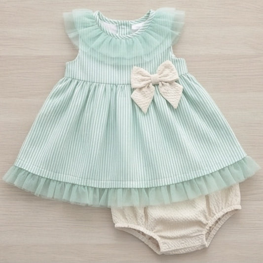 Natana mint green striped dress and bloomers