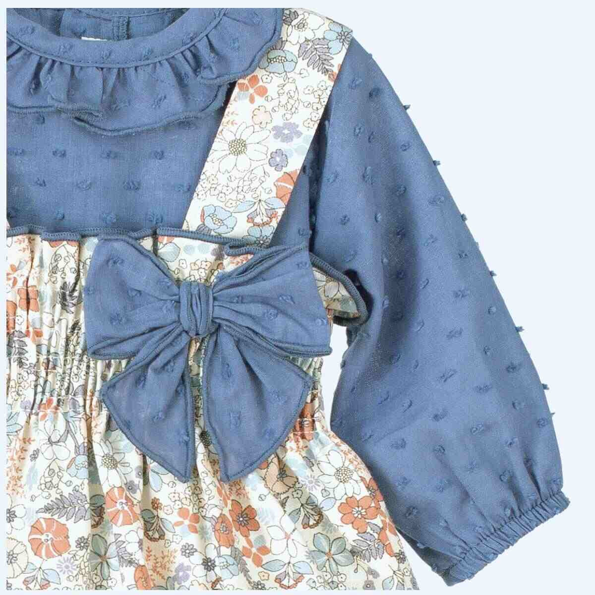 Abigail mid-blue blouse and floral dress