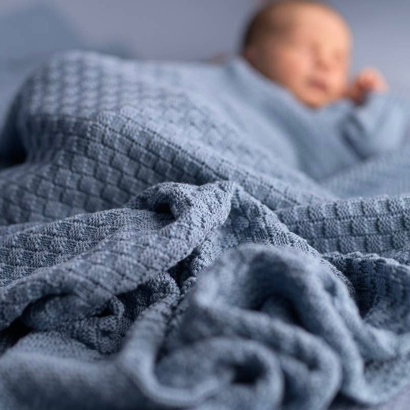 Denim blue knitted blanket