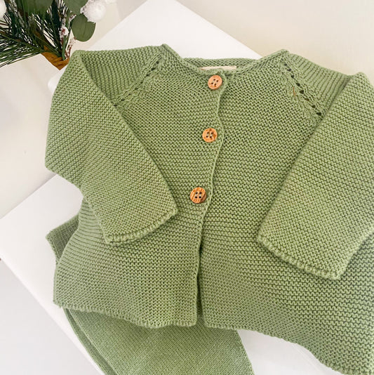 Olive knitted two piece set