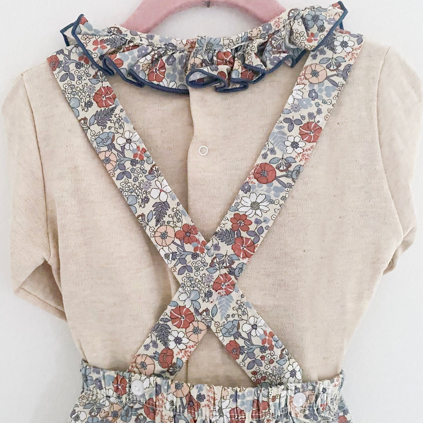 Irina beige and blue floral romper and blouse