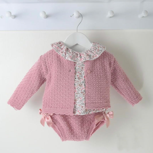 Willow dusky pink knitted three piece set