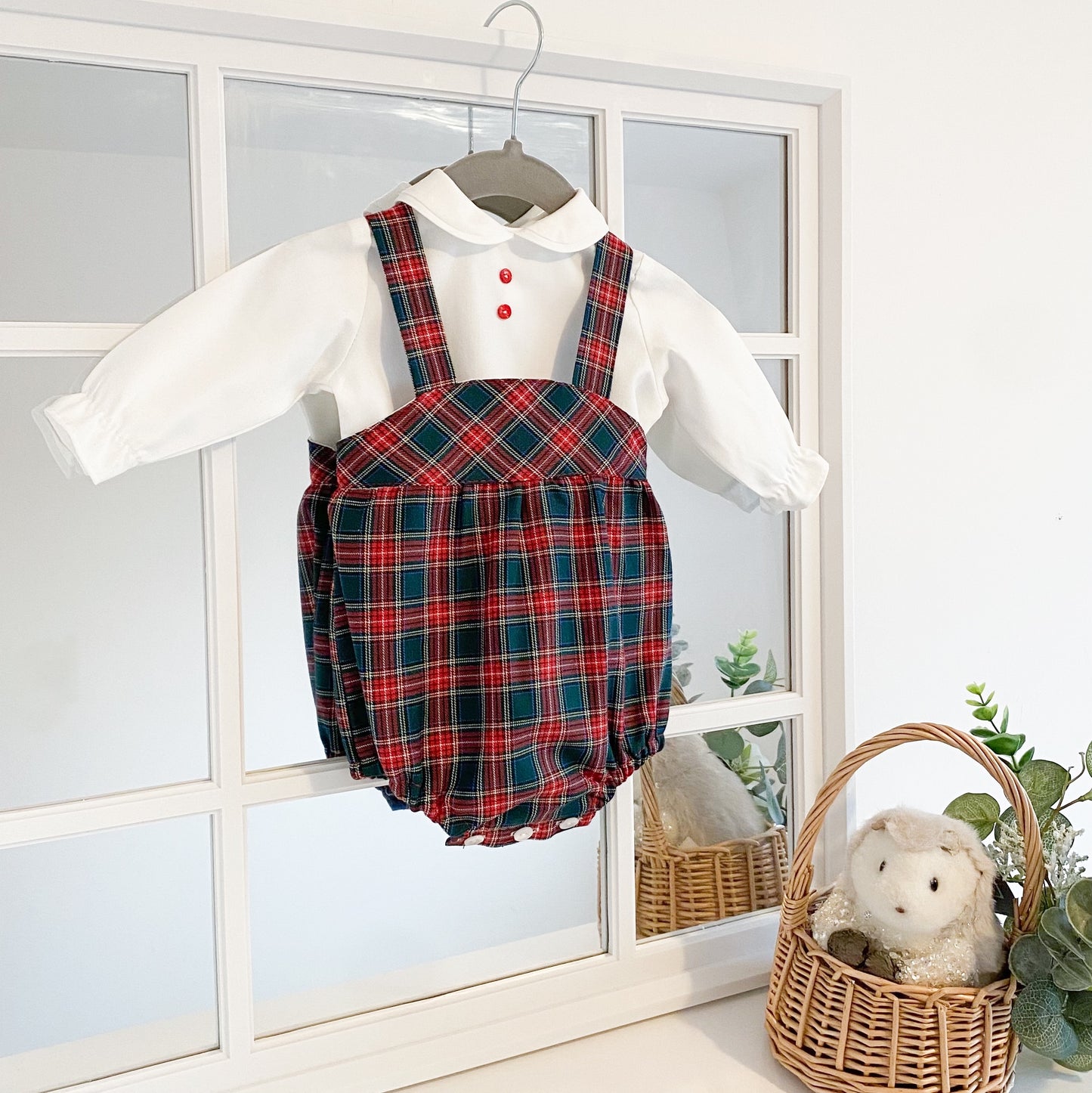 Jamie red tartan romper and shirt