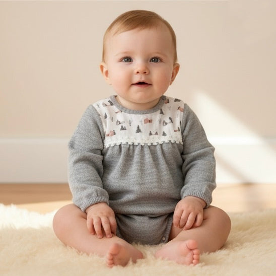 Lennon grey print knitted romper