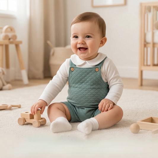 Jasper green dungarees and bodysuit set