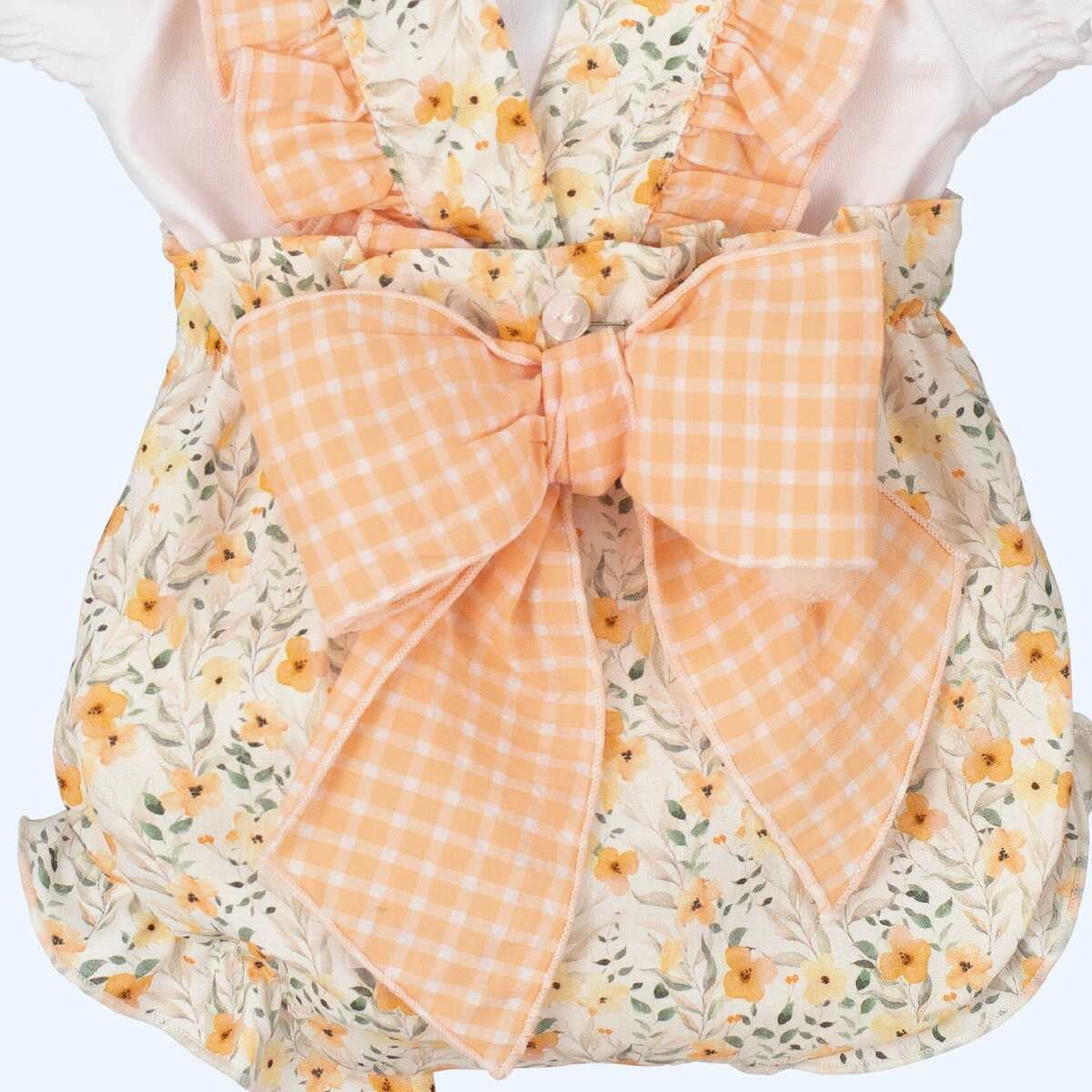 Filipa peach floral print romper and blouse set