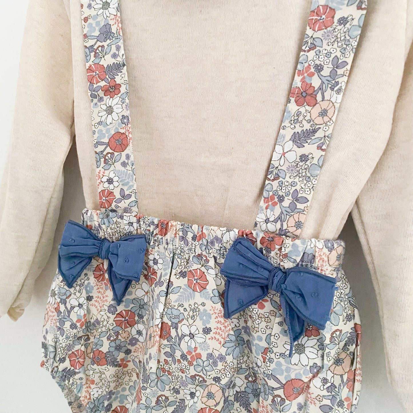 Irina beige and blue floral romper and blouse