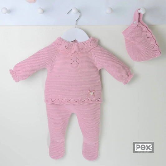Lilibeth dusky pink knitted three piece outfit