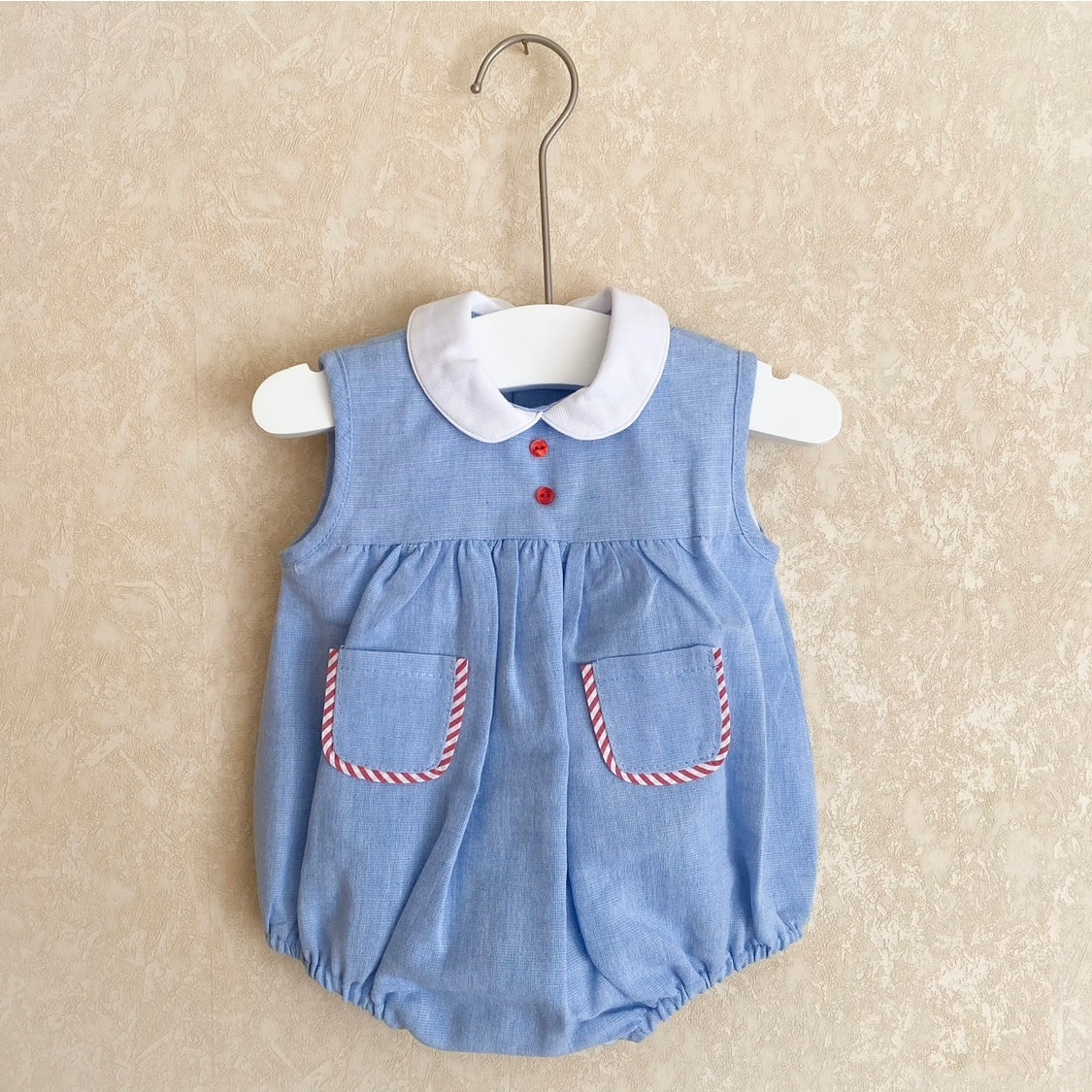 Casper blue romper with collar