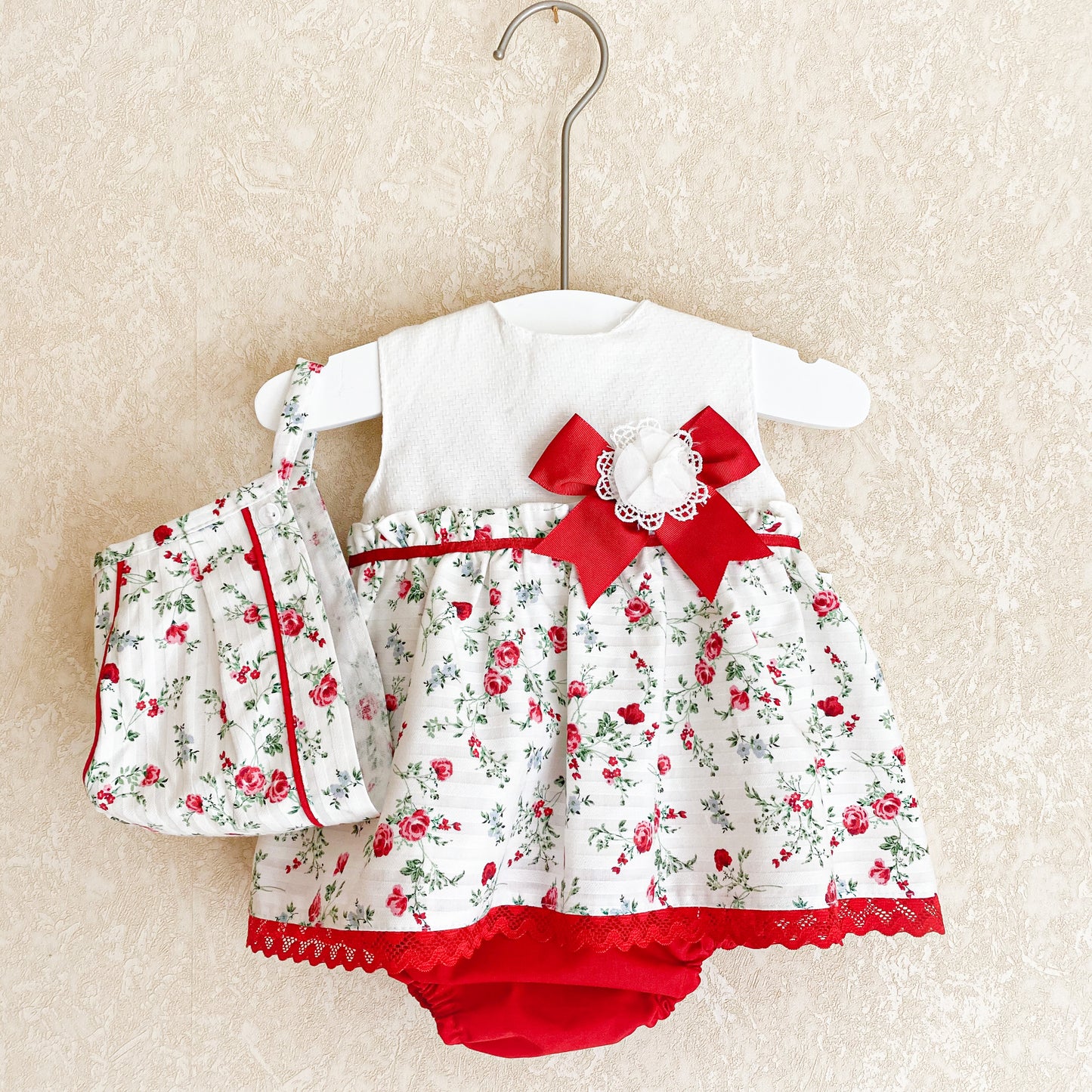 Pamela red floral dress set